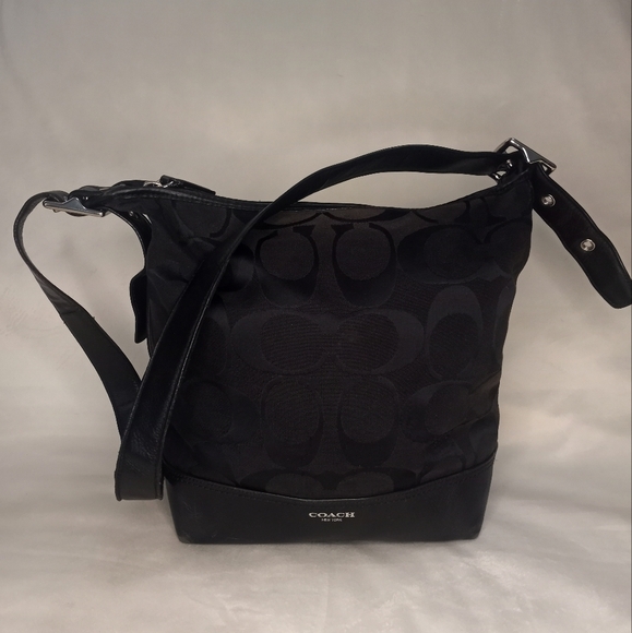 Coach Signature Legacy Leather and Canvas 21149 Classic Preppy  Black Brown Bag - Picture 2 of 11